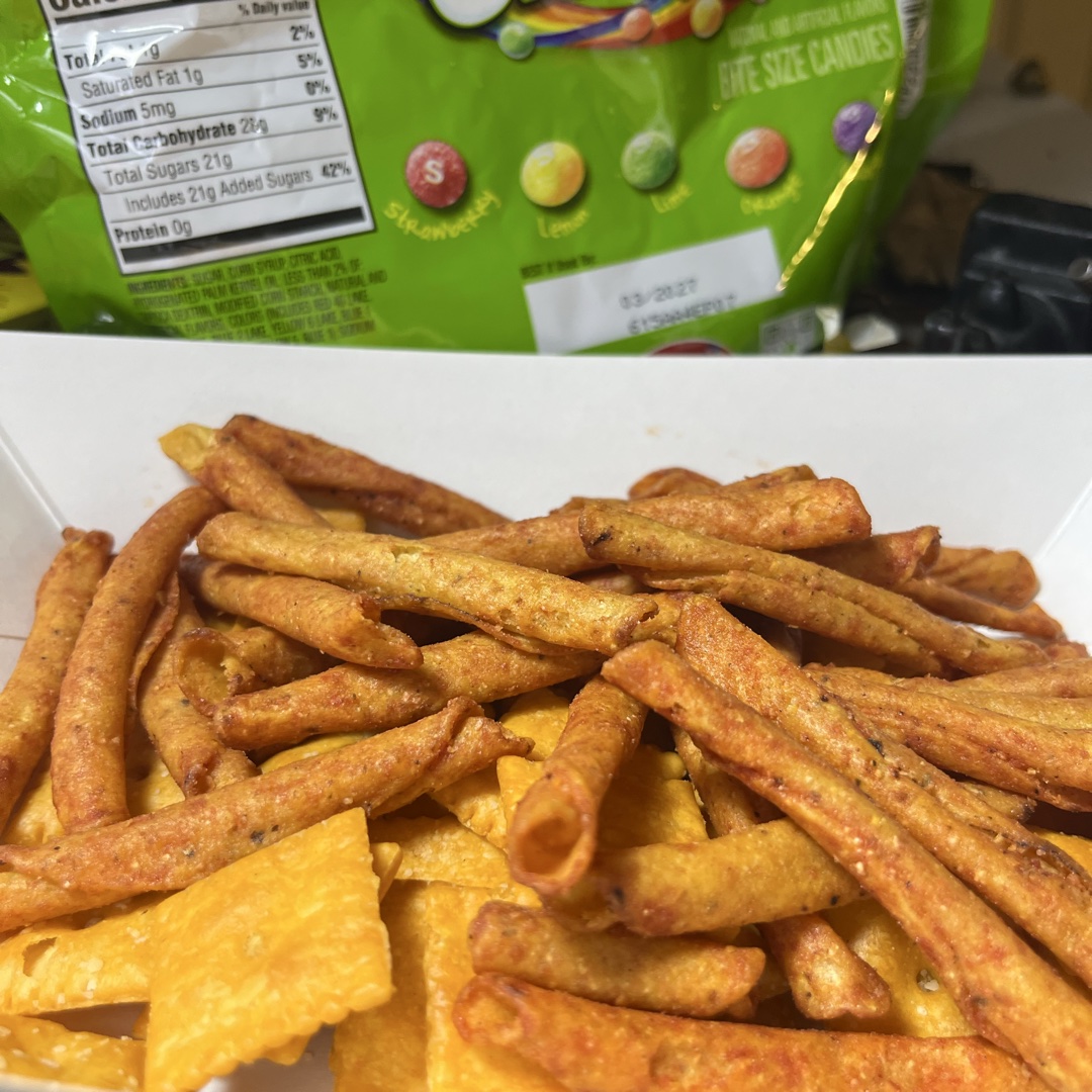 Cheez-Its Spikey chips+ cheez-Its