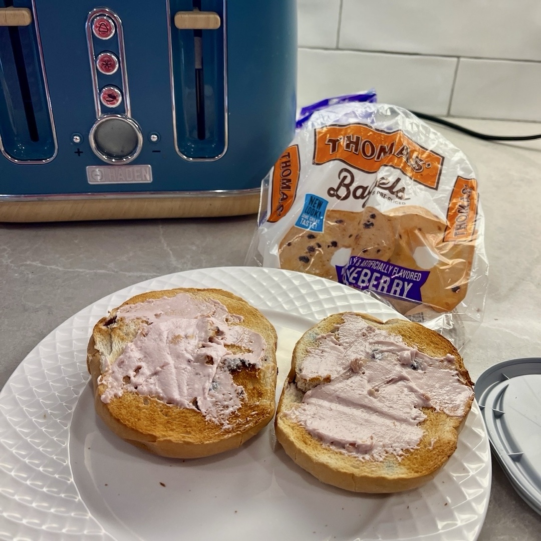 Blueberry Bagel with blueberry cream cheese